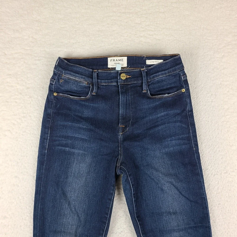 FRAME Jeans Womens 28 Blue Le High Skinny Distress Dark Wash Denim LHSKRS712